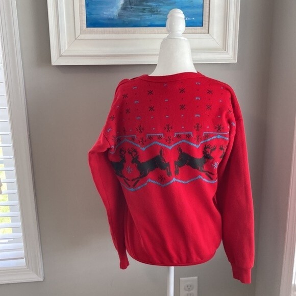 Vintage 90s Tultex Reindeer Christmas Sweatshirt Medium - Picture 5 of 8